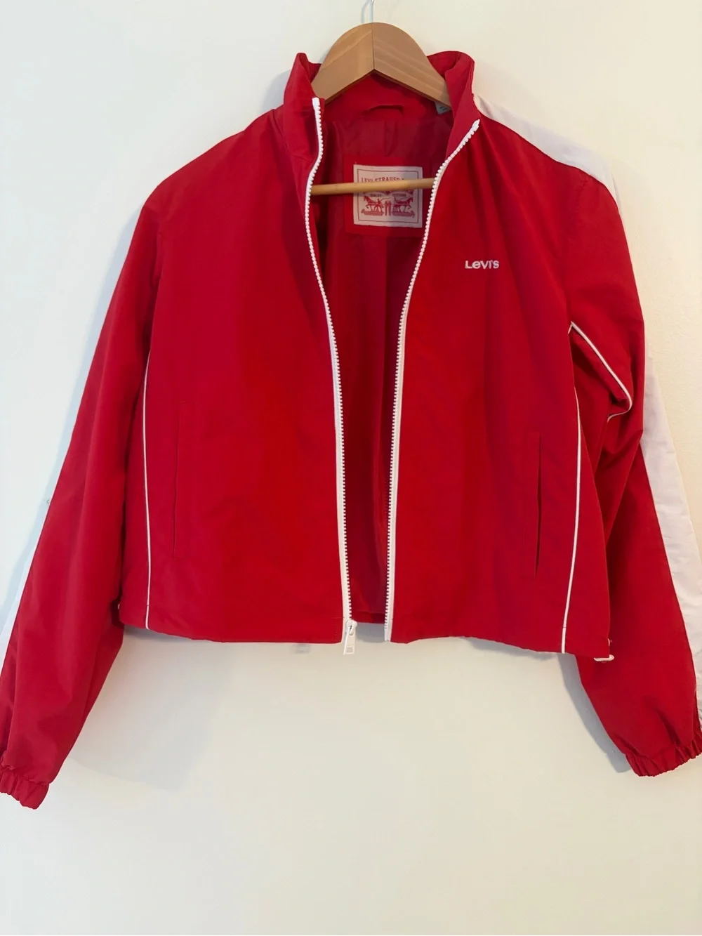 Levi's Red Bomber Jacket with White Trim Size Small